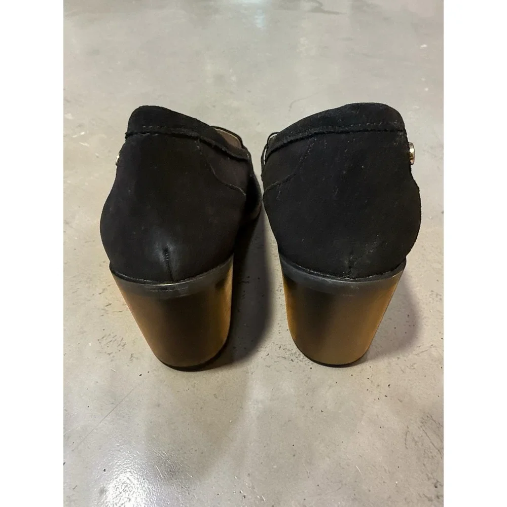 Hush Puppies Women's Lolly Black Loafer Heels Suede Leather Size 7.5 NWOB